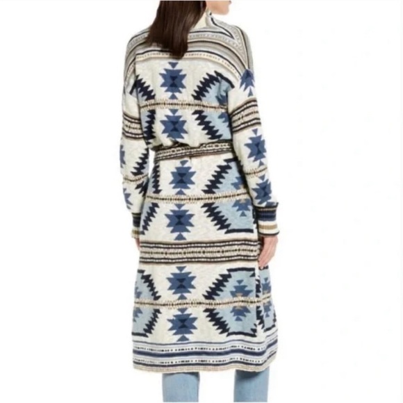 Faherty Southwestern Paloma Cardigan Sweater Duster Ombré Blue - Picture 2 of 15